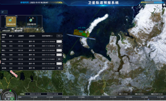Satellite tracking interface showing a map, ground track and telemetry panels.